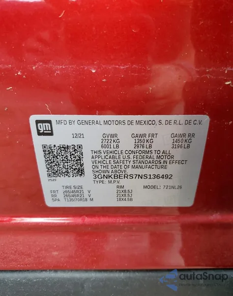 2022 Chevrolet Blazer Rs from USA, damaged, VIN 3GNKBERS7NS136492